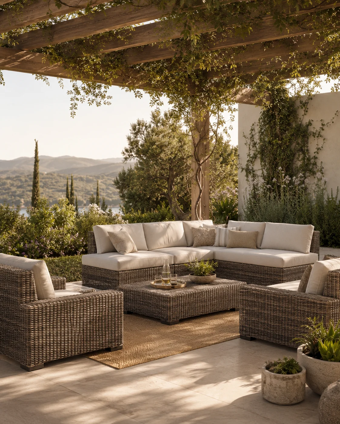 Outdoor garden dining set with bench and chairs