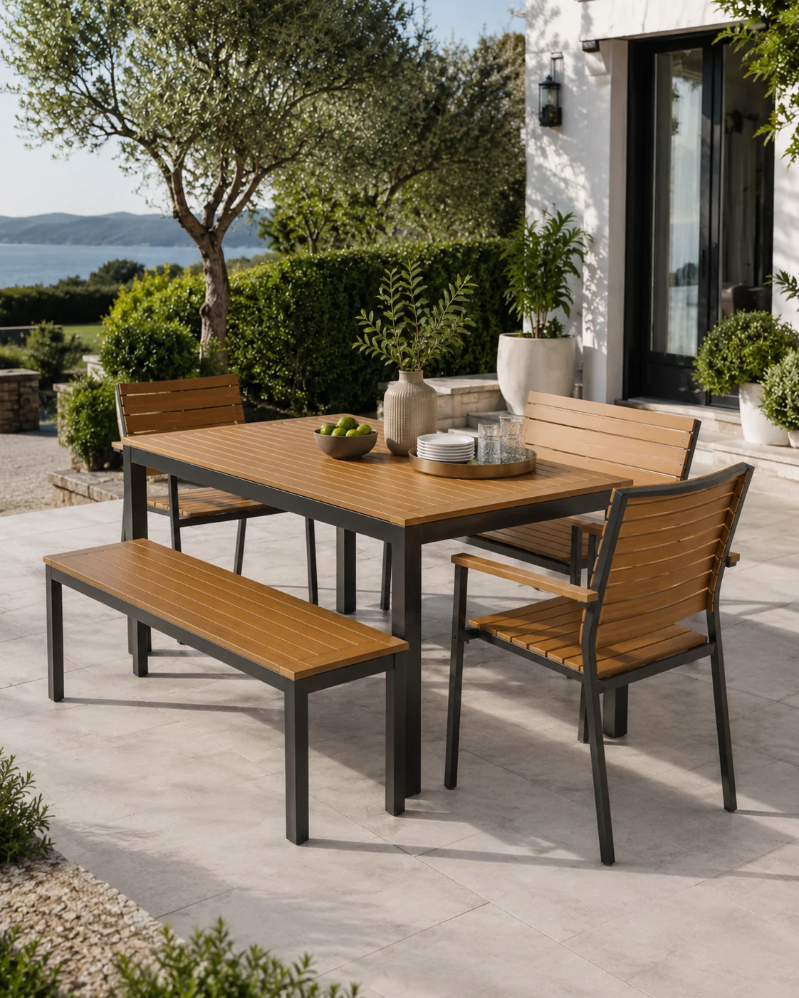 Mediterranean patio rattan lounge set